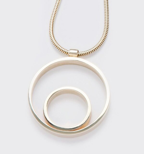 Circles Large Gold Pendant. Material: 9ct yellow gold. Measurements: 41mm outside diameter. Design Year: 2006